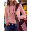 image:imageANRABESS Long Sleeve Shirts for Women Waffle Knit Tops  Crew Neck Slim Fitted TShirtsFall Lightweight SweaterSoft Basic TeeCasual Going Out OutfitsWork Everyday Wear ClothingPink