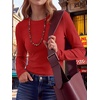 image:imageANRABESS Long Sleeve Shirts for Women Waffle Knit Tops  Crew Neck Slim Fitted TShirtsFall Lightweight SweaterSoft Basic TeeCasual Going Out OutfitsWork Everyday Wear ClothingBright Red