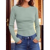 image:imageANRABESS Long Sleeve Shirts for Women Waffle Knit Tops  Crew Neck Slim Fitted TShirtsFall Lightweight SweaterSoft Basic TeeCasual Going Out OutfitsWork Everyday Wear ClothingLight Green