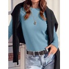 image:imageANRABESS Long Sleeve Shirts for Women Waffle Knit Tops  Crew Neck Slim Fitted TShirtsFall Lightweight SweaterSoft Basic TeeCasual Going Out OutfitsWork Everyday Wear ClothingDusty Blue