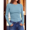 image:imageANRABESS Long Sleeve Shirts for Women Waffle Knit Tops  Crew Neck Slim Fitted TShirtsFall Lightweight SweaterSoft Basic TeeCasual Going Out OutfitsWork Everyday Wear ClothingDusty Blue