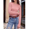 image:imageANRABESS Long Sleeve Shirts for Women Waffle Knit Tops  Crew Neck Slim Fitted TShirtsFall Lightweight SweaterSoft Basic TeeCasual Going Out OutfitsWork Everyday Wear ClothingPink