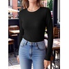 image:imageANRABESS Long Sleeve Shirts for Women Waffle Knit Tops  Crew Neck Slim Fitted TShirtsFall Lightweight SweaterSoft Basic TeeCasual Going Out OutfitsWork Everyday Wear ClothingBlack