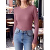 image:imageANRABESS Long Sleeve Shirts for Women Waffle Knit Tops  Crew Neck Slim Fitted TShirtsFall Lightweight SweaterSoft Basic TeeCasual Going Out OutfitsWork Everyday Wear ClothingMauve