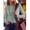 image:imageANRABESS Long Sleeve Shirts for Women Waffle Knit Tops  Crew Neck Slim Fitted TShirtsFall Lightweight SweaterSoft Basic TeeCasual Going Out OutfitsWork Everyday Wear ClothingLight Green