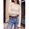 image:imageANRABESS Long Sleeve Shirts for Women Waffle Knit Tops  Crew Neck Slim Fitted TShirtsFall Lightweight SweaterSoft Basic TeeCasual Going Out OutfitsWork Everyday Wear ClothingParchment