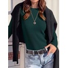 image:imageANRABESS Long Sleeve Shirts for Women Waffle Knit Tops  Crew Neck Slim Fitted TShirtsFall Lightweight SweaterSoft Basic TeeCasual Going Out OutfitsWork Everyday Wear ClothingDeep Green