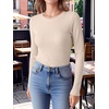 image:imageANRABESS Long Sleeve Shirts for Women Waffle Knit Tops  Crew Neck Slim Fitted TShirtsFall Lightweight SweaterSoft Basic TeeCasual Going Out OutfitsWork Everyday Wear ClothingParchment