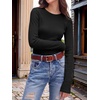 image:imageANRABESS Long Sleeve Shirts for Women Waffle Knit Tops  Crew Neck Slim Fitted TShirtsFall Lightweight SweaterSoft Basic TeeCasual Going Out OutfitsWork Everyday Wear ClothingBlack