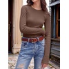 image:imageANRABESS Long Sleeve Shirts for Women Waffle Knit Tops  Crew Neck Slim Fitted TShirtsFall Lightweight SweaterSoft Basic TeeCasual Going Out OutfitsWork Everyday Wear ClothingRed Brown