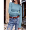 image:imageANRABESS Long Sleeve Shirts for Women Waffle Knit Tops  Crew Neck Slim Fitted TShirtsFall Lightweight SweaterSoft Basic TeeCasual Going Out OutfitsWork Everyday Wear ClothingDusty Blue