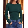 image:imageANRABESS Long Sleeve Shirts for Women Waffle Knit Tops  Crew Neck Slim Fitted TShirtsFall Lightweight SweaterSoft Basic TeeCasual Going Out OutfitsWork Everyday Wear ClothingDeep Green