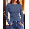 image:imageANRABESS Long Sleeve Shirts for Women Waffle Knit Tops  Crew Neck Slim Fitted TShirtsFall Lightweight SweaterSoft Basic TeeCasual Going Out OutfitsWork Everyday Wear ClothingNavy Blue