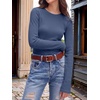 image:imageANRABESS Long Sleeve Shirts for Women Waffle Knit Tops  Crew Neck Slim Fitted TShirtsFall Lightweight SweaterSoft Basic TeeCasual Going Out OutfitsWork Everyday Wear ClothingNavy Blue