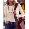 image:imageANRABESS Long Sleeve Shirts for Women Waffle Knit Tops  Crew Neck Slim Fitted TShirtsFall Lightweight SweaterSoft Basic TeeCasual Going Out OutfitsWork Everyday Wear ClothingParchment