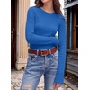 image:imageANRABESS Long Sleeve Shirts for Women Waffle Knit Tops  Crew Neck Slim Fitted TShirtsFall Lightweight SweaterSoft Basic TeeCasual Going Out OutfitsWork Everyday Wear ClothingRoyal Blue