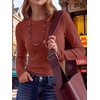 image:imageANRABESS Long Sleeve Shirts for Women Waffle Knit Tops  Crew Neck Slim Fitted TShirtsFall Lightweight SweaterSoft Basic TeeCasual Going Out OutfitsWork Everyday Wear ClothingBirck Red