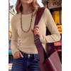image:imageANRABESS Long Sleeve Shirts for Women Waffle Knit Tops  Crew Neck Slim Fitted TShirtsFall Lightweight SweaterSoft Basic TeeCasual Going Out OutfitsWork Everyday Wear ClothingLight Brown