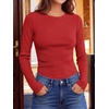 image:imageANRABESS Long Sleeve Shirts for Women Waffle Knit Tops  Crew Neck Slim Fitted TShirtsFall Lightweight SweaterSoft Basic TeeCasual Going Out OutfitsWork Everyday Wear ClothingBright Red