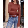 image:imageANRABESS Long Sleeve Shirts for Women Waffle Knit Tops  Crew Neck Slim Fitted TShirtsFall Lightweight SweaterSoft Basic TeeCasual Going Out OutfitsWork Everyday Wear ClothingBirck Red