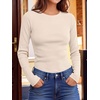 image:imageANRABESS Long Sleeve Shirts for Women Waffle Knit Tops  Crew Neck Slim Fitted TShirtsFall Lightweight SweaterSoft Basic TeeCasual Going Out OutfitsWork Everyday Wear ClothingParchment