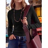 image:imageANRABESS Long Sleeve Shirts for Women Waffle Knit Tops  Crew Neck Slim Fitted TShirtsFall Lightweight SweaterSoft Basic TeeCasual Going Out OutfitsWork Everyday Wear ClothingBlack