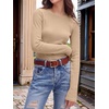 image:imageANRABESS Long Sleeve Shirts for Women Waffle Knit Tops  Crew Neck Slim Fitted TShirtsFall Lightweight SweaterSoft Basic TeeCasual Going Out OutfitsWork Everyday Wear ClothingLight Brown