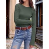 image:imageANRABESS Long Sleeve Shirts for Women Waffle Knit Tops  Crew Neck Slim Fitted TShirtsFall Lightweight SweaterSoft Basic TeeCasual Going Out OutfitsWork Everyday Wear ClothingArmy Green