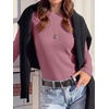 image:imageANRABESS Long Sleeve Shirts for Women Waffle Knit Tops  Crew Neck Slim Fitted TShirtsFall Lightweight SweaterSoft Basic TeeCasual Going Out OutfitsWork Everyday Wear ClothingMauve