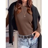 image:imageANRABESS Long Sleeve Shirts for Women Waffle Knit Tops  Crew Neck Slim Fitted TShirtsFall Lightweight SweaterSoft Basic TeeCasual Going Out OutfitsWork Everyday Wear ClothingRed Brown