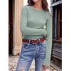 image:imageANRABESS Long Sleeve Shirts for Women Waffle Knit Tops  Crew Neck Slim Fitted TShirtsFall Lightweight SweaterSoft Basic TeeCasual Going Out OutfitsWork Everyday Wear ClothingLight Green