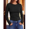 image:imageANRABESS Long Sleeve Shirts for Women Waffle Knit Tops  Crew Neck Slim Fitted TShirtsFall Lightweight SweaterSoft Basic TeeCasual Going Out OutfitsWork Everyday Wear ClothingBlack