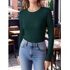 image:imageANRABESS Long Sleeve Shirts for Women Waffle Knit Tops  Crew Neck Slim Fitted TShirtsFall Lightweight SweaterSoft Basic TeeCasual Going Out OutfitsWork Everyday Wear ClothingDeep Green