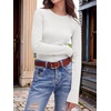 image:imageANRABESS Long Sleeve Shirts for Women Waffle Knit Tops  Crew Neck Slim Fitted TShirtsFall Lightweight SweaterSoft Basic TeeCasual Going Out OutfitsWork Everyday Wear ClothingWhite