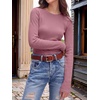 image:imageANRABESS Long Sleeve Shirts for Women Waffle Knit Tops  Crew Neck Slim Fitted TShirtsFall Lightweight SweaterSoft Basic TeeCasual Going Out OutfitsWork Everyday Wear ClothingMauve