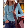 image:imageANRABESS Long Sleeve Shirts for Women Waffle Knit Tops  Crew Neck Slim Fitted TShirtsFall Lightweight SweaterSoft Basic TeeCasual Going Out OutfitsWork Everyday Wear ClothingDusty Blue