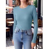 image:imageANRABESS Long Sleeve Shirts for Women Waffle Knit Tops  Crew Neck Slim Fitted TShirtsFall Lightweight SweaterSoft Basic TeeCasual Going Out OutfitsWork Everyday Wear ClothingDusty Blue
