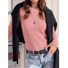 image:imageANRABESS Long Sleeve Shirts for Women Waffle Knit Tops  Crew Neck Slim Fitted TShirtsFall Lightweight SweaterSoft Basic TeeCasual Going Out OutfitsWork Everyday Wear ClothingPink