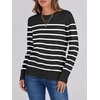 image:imageANRABESS Sweaters for Women Long Sleeve Lightweight Crewneck Soft Basic Knit Loose Fit Pullover Top 2026 Fall Trendy OutfitsBlack White