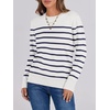 image:imageANRABESS Sweaters for Women Long Sleeve Lightweight Crewneck Soft Basic Knit Loose Fit Pullover Top 2026 Fall Trendy OutfitsWhite Navy Blue