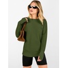 image:imageANRABESS Women Long Sleeve Ribbed Sweaters amp Thumb Hole  Casual Fall Outfits Crew Neck Pullover Tunic Top for Leggings Winter Transition Layering Clothing Work Travel amp WorkoutArmy Green