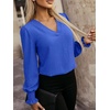 image:imageANRABESS Womens Business Casual Blouses Long Sleeve Tops  V Neck Puff Sleeve Smocked Cuff Shirts Soft Breathable Dressy Elegant Office Work Outfits Fall Spring ClothesRoyal Blue