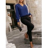 image:imageANRABESS Womens Business Casual Blouses Long Sleeve Tops  V Neck Puff Sleeve Smocked Cuff Shirts Soft Breathable Dressy Elegant Office Work Outfits Fall Spring ClothesNavy Blue