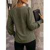 image:imageANRABESS Womens Business Casual Blouses Long Sleeve Tops  V Neck Puff Sleeve Smocked Cuff Shirts Soft Breathable Dressy Elegant Office Work Outfits Fall Spring ClothesArmy Green