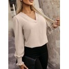 image:imageANRABESS Womens Business Casual Blouses Long Sleeve Tops  V Neck Puff Sleeve Smocked Cuff Shirts Soft Breathable Dressy Elegant Office Work Outfits Fall Spring ClothesParchment