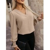 image:imageANRABESS Womens Business Casual Blouses Long Sleeve Tops  V Neck Puff Sleeve Smocked Cuff Shirts Soft Breathable Dressy Elegant Office Work Outfits Fall Spring ClothesYellow Khaki