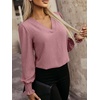image:imageANRABESS Womens Business Casual Blouses Long Sleeve Tops  V Neck Puff Sleeve Smocked Cuff Shirts Soft Breathable Dressy Elegant Office Work Outfits Fall Spring ClothesDusty Rose