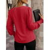image:imageANRABESS Womens Business Casual Blouses Long Sleeve Tops  V Neck Puff Sleeve Smocked Cuff Shirts Soft Breathable Dressy Elegant Office Work Outfits Fall Spring ClothesRed