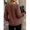 image:imageANRABESS Womens Business Casual Blouses Long Sleeve Tops  V Neck Puff Sleeve Smocked Cuff Shirts Soft Breathable Dressy Elegant Office Work Outfits Fall Spring ClothesCoffee