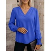 image:imageANRABESS Womens Business Casual Blouses Long Sleeve Tops  V Neck Puff Sleeve Smocked Cuff Shirts Soft Breathable Dressy Elegant Office Work Outfits Fall Spring ClothesRoyal Blue